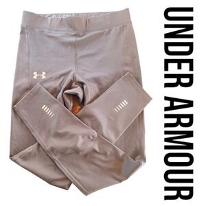 Under Armour ColdGear Compression Leggings Mauve Taupe Women Large Zipper Pocket